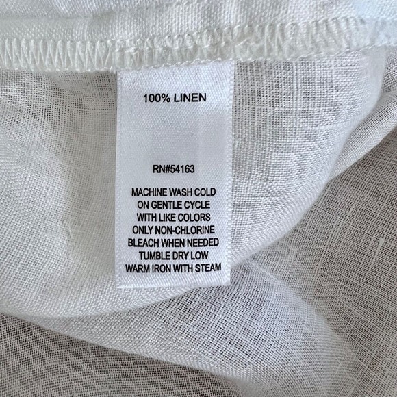 Marc New York Womens Large White Linen Tunic Gold Button Front Up Top - Picture 4 of 5